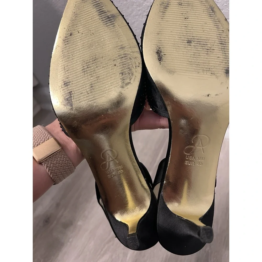 $129 Adrianna Papell Women's Black Hanah Mesh Slingback Sandal Shoe Size US‎ 10M